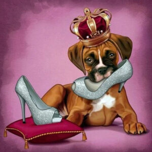Diamond Painting Boxer Puppy voorbeeldafbeelding van het volledige ontwerp