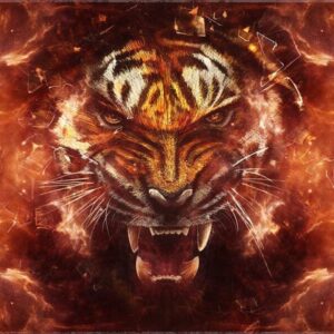Diamond Painting Boze Tijger voorbeeldafbeelding van het volledige ontwerp