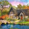 Diamond Painting Brug Naar Huisje voorbeeldafbeelding van het volledige ontwerp