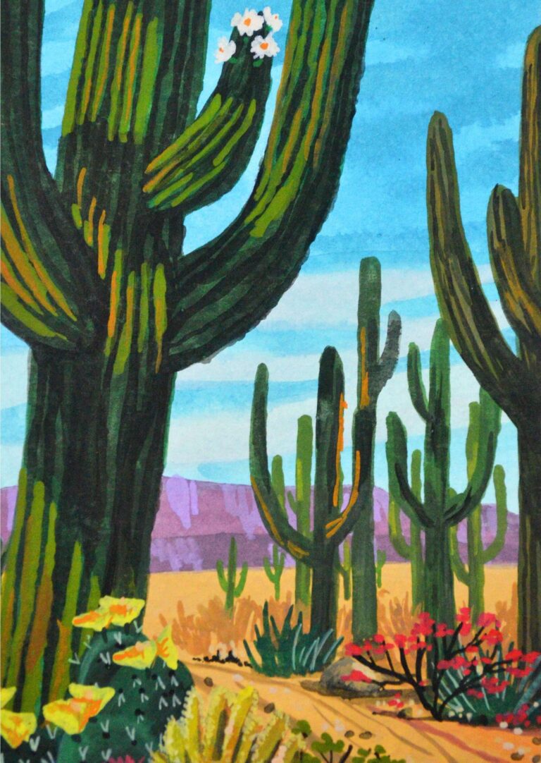 Diamond Painting Cactus Met bloemen voorbeeldafbeelding van het volledige ontwerp