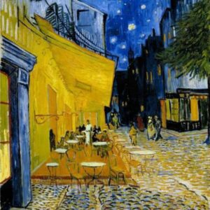 Diamond Painting Caféterras bij Nacht van Vincent Gogh voorbeeldafbeelding van het volledige ontwerp