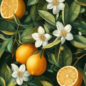 Diamond Painting Citroen bloesems voorbeeldafbeelding van het volledige ontwerp