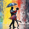 Diamond Painting Dansen in de Regen voorbeeldafbeelding van het volledige ontwerp
