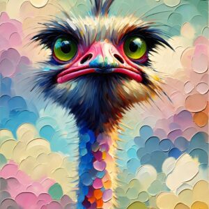 Diamond Painting De Gekleurde Struisvogel voorbeeldafbeelding van het volledige ontwerp