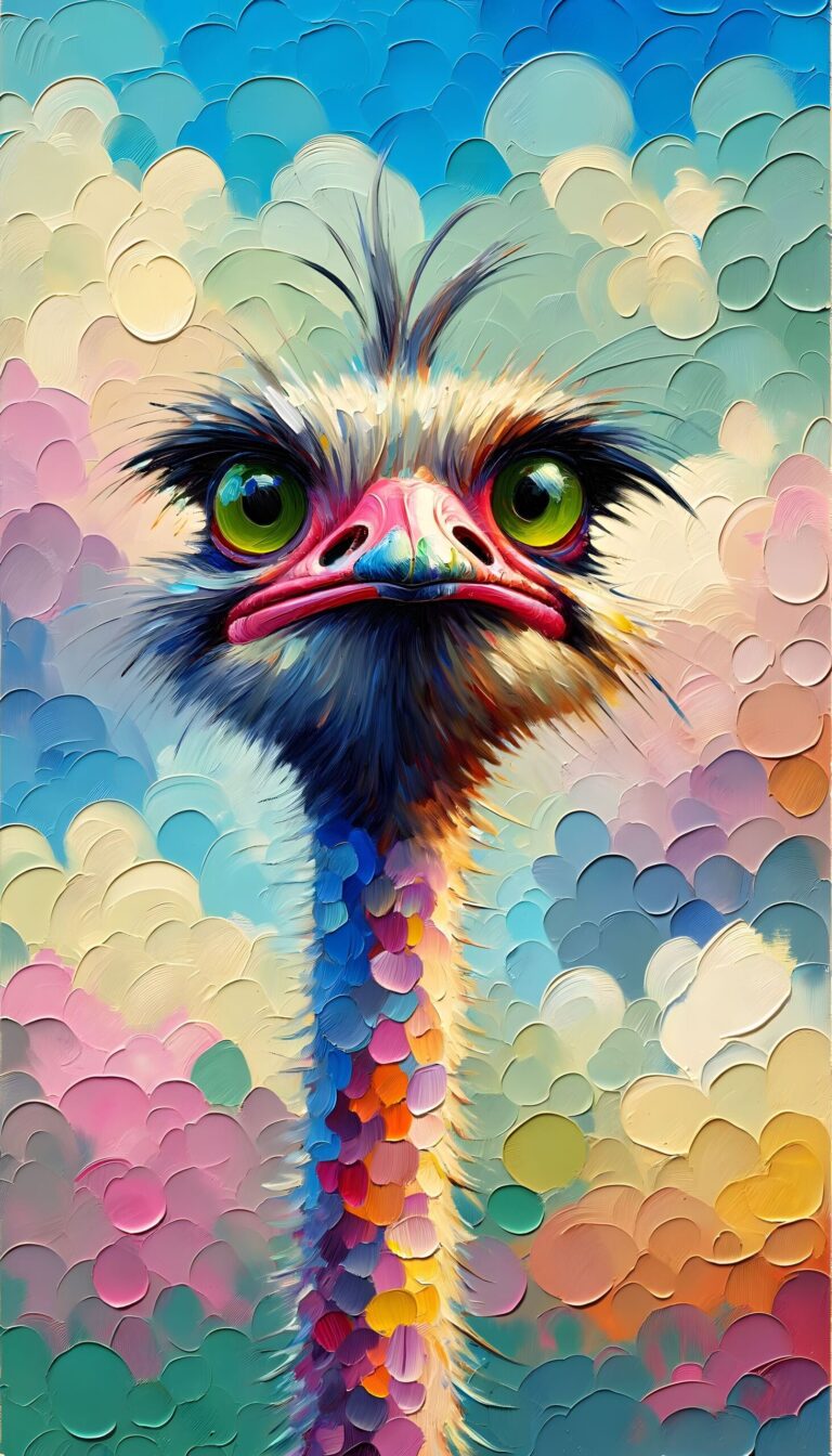Diamond Painting De Gekleurde Struisvogel voorbeeldafbeelding van het volledige ontwerp