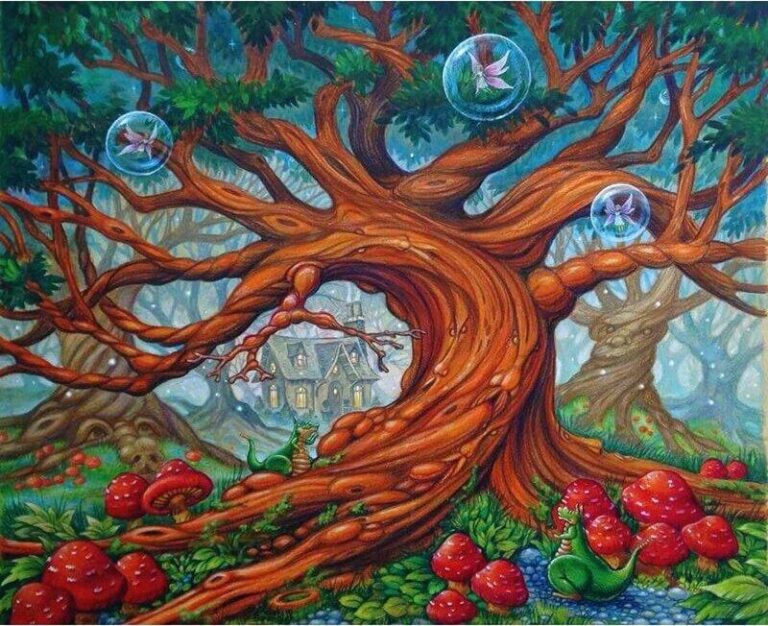 Diamond Painting De Magische Boom voorbeeldafbeelding van het volledige ontwerp