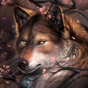 Diamond Painting De Mooie Wolf voorbeeldafbeelding van het volledige ontwerp