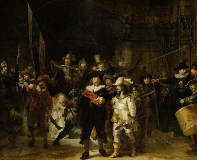 Diamond Painting De Nachtwacht voorbeeldafbeelding van het volledige ontwerp