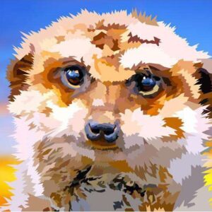 Diamond Painting De Nieuwsgierige Meerkat Elvira Clement voorbeeldafbeelding van het volledige ontwerp