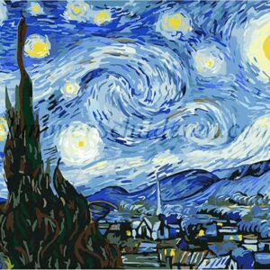 Diamond Painting De Sterrennacht Van Gogh schilderij voorbeeldafbeelding van het volledige ontwerp