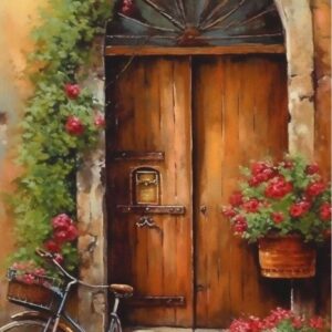 Diamond Painting Deur - Fiets voorbeeldafbeelding van het volledige ontwerp