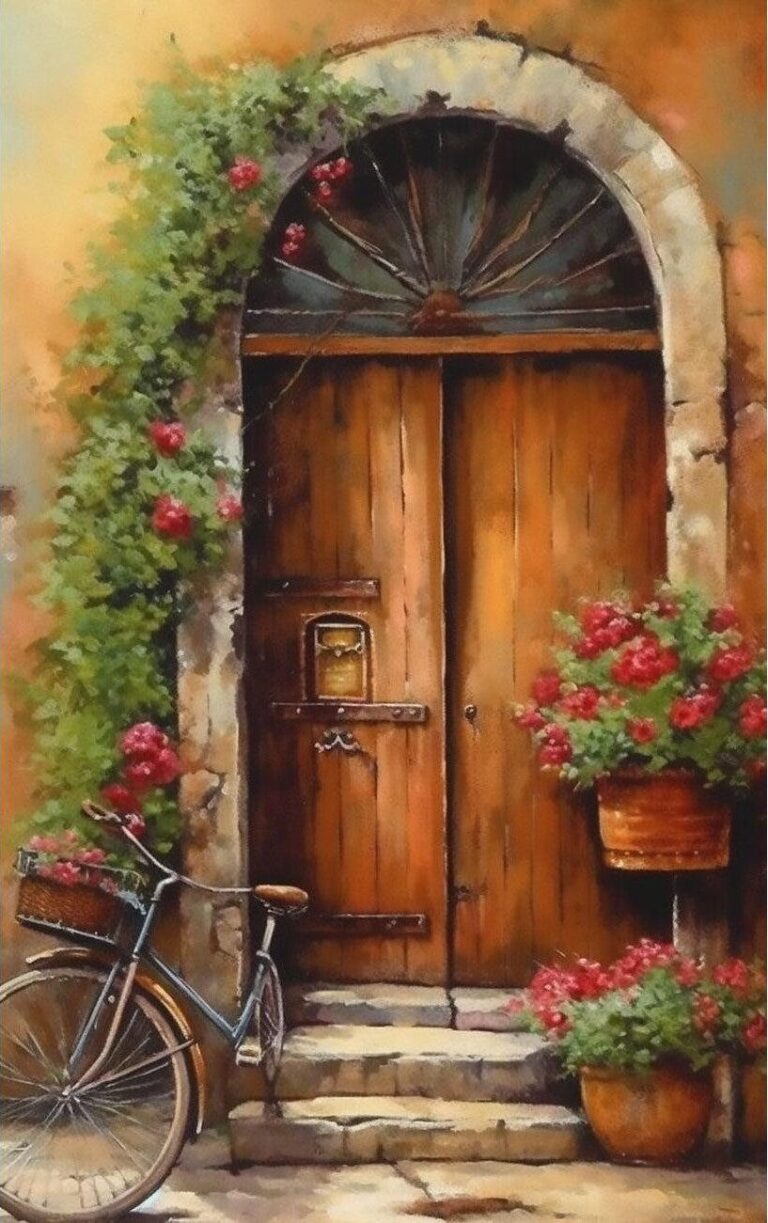 Diamond Painting Deur - Fiets voorbeeldafbeelding van het volledige ontwerp