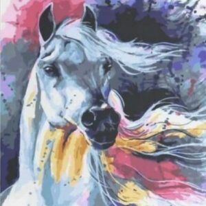 Diamond Painting Aquarel paard voorbeeldafbeelding van het volledige ontwerp
