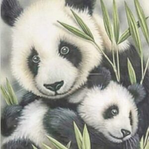 Diamond Painting Baby Panda voorbeeldafbeelding van het volledige ontwerp