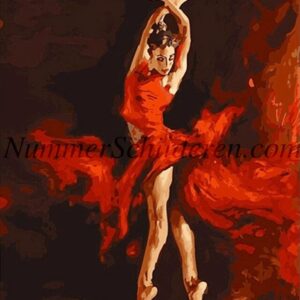 Diamond Painting Ballet meisje in het rood voorbeeldafbeelding van het volledige ontwerp