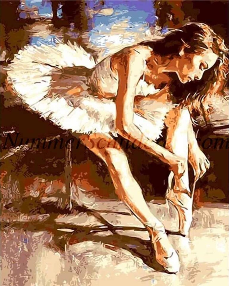 Diamond Painting Ballet meisje met ballerina voorbeeldafbeelding van het volledige ontwerp