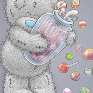 Diamond Painting Beertje met snoep voorbeeldafbeelding van het volledige ontwerp
