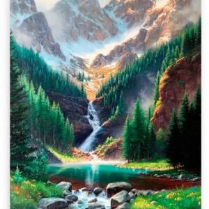 Diamond Painting Berg en waterval voorbeeldafbeelding van het volledige ontwerp