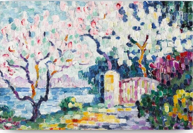 Diamond Painting Bloeiende Bomen voorbeeldafbeelding van het volledige ontwerp
