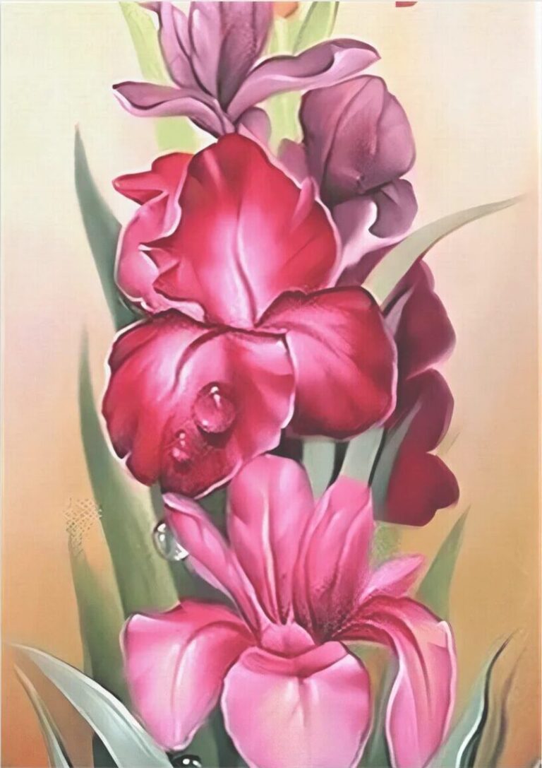 Diamond Painting Bloemen Bord voorbeeldafbeelding van het volledige ontwerp