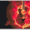 Diamond Painting Brandende gitaar voorbeeldafbeelding van het volledige ontwerp