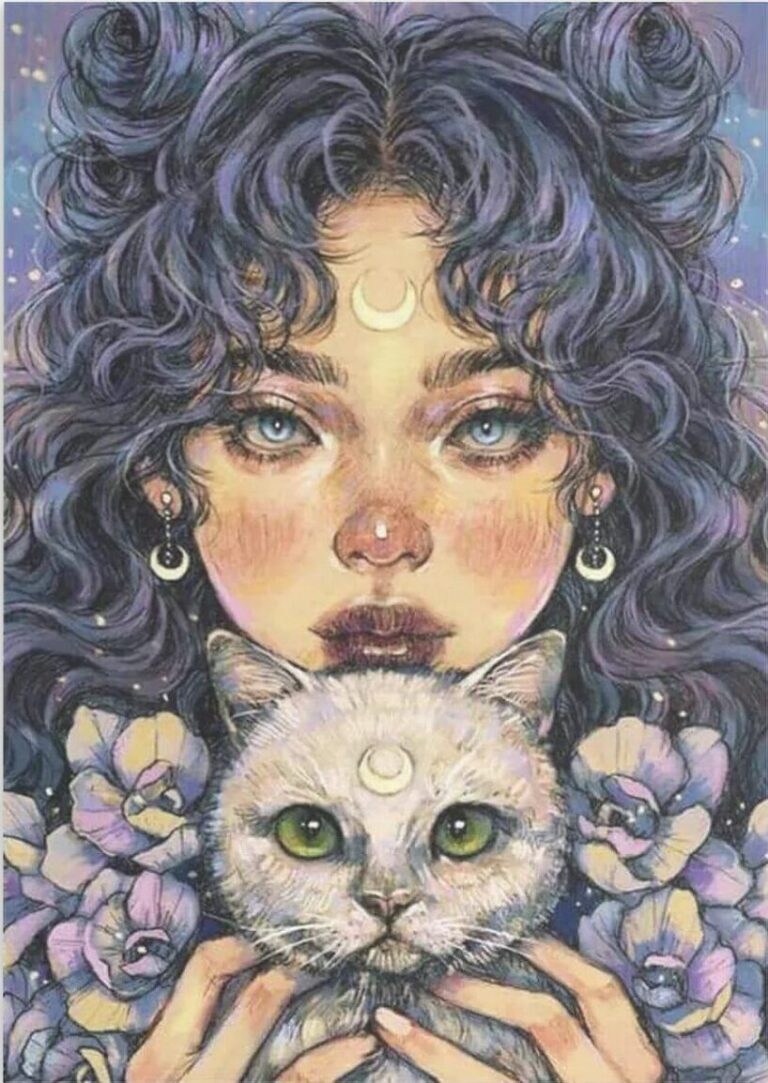Diamond Painting De Katten Fee voorbeeldafbeelding van het volledige ontwerp