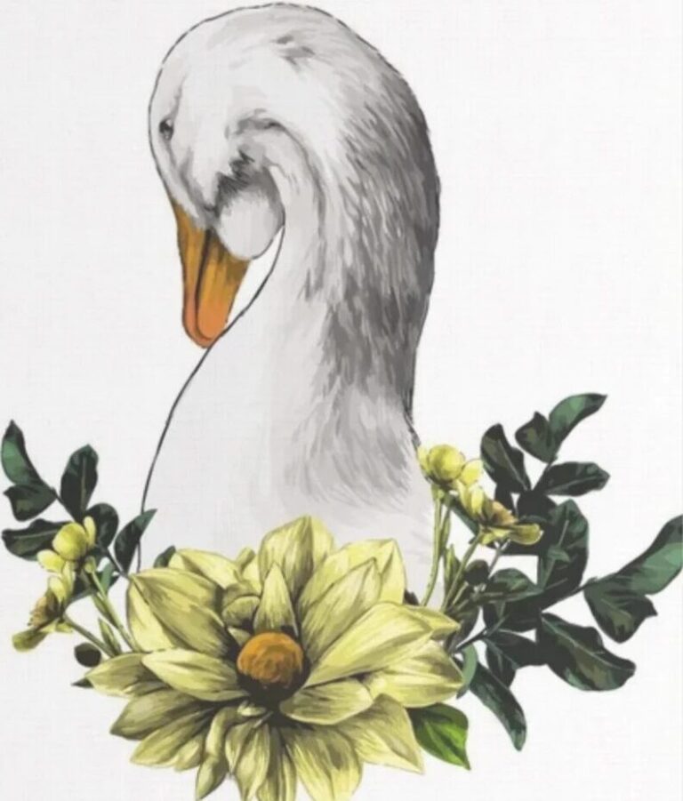 Diamond Painting De kop van een gans voorbeeldafbeelding van het volledige ontwerp