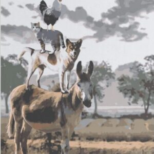 Diamond Painting Dierenpiramide voorbeeldafbeelding van het volledige ontwerp