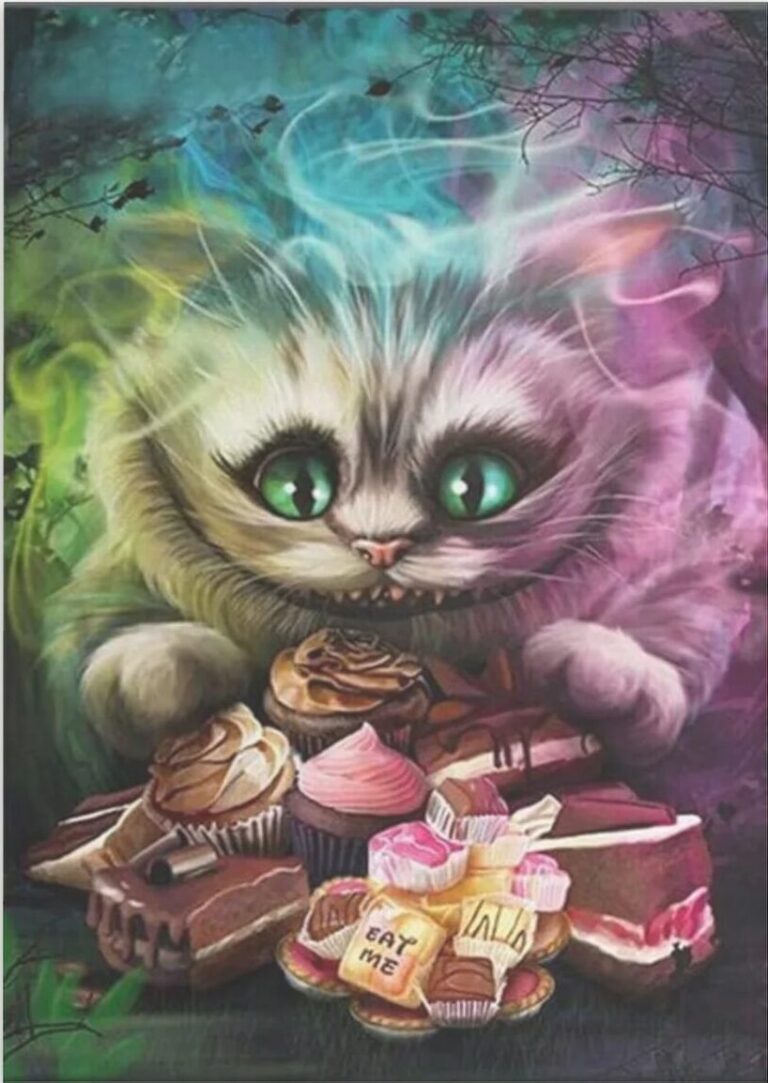 Diamond Painting Disney Cheshire kat voorbeeldafbeelding van het volledige ontwerp