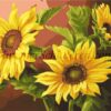 Diamond Painting Drie gele paardenbloemen voorbeeldafbeelding van het volledige ontwerp