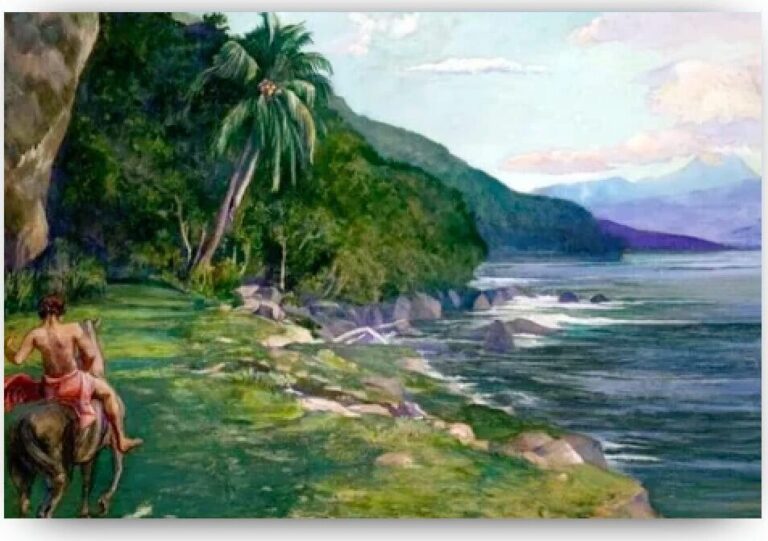 Diamond Painting Een ruiterpad in Tahiti voorbeeldafbeelding van het volledige ontwerp
