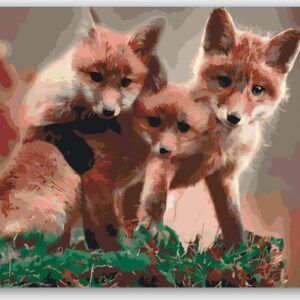 Diamond Painting Een vossenwelp voorbeeldafbeelding van het volledige ontwerp