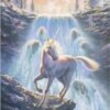 Diamond Painting Eenhoorn met waterval voorbeeldafbeelding van het volledige ontwerp