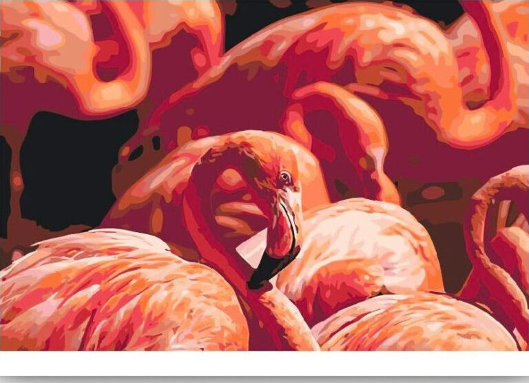 Diamond Painting Flamingo’s voorbeeldafbeelding van het volledige ontwerp