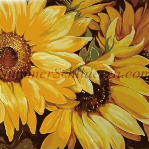 Diamond Painting Gele paardenbloemen closeup voorbeeldafbeelding van het volledige ontwerp