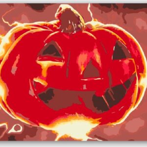 Diamond Painting Halloween pompoen voorbeeldafbeelding van het volledige ontwerp
