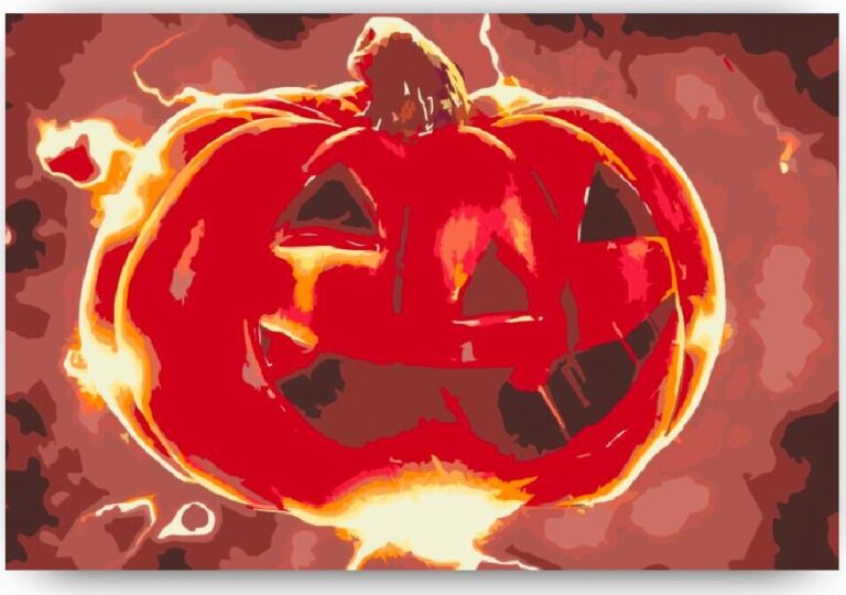 Diamond Painting Halloween pompoen voorbeeldafbeelding van het volledige ontwerp