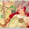 Diamond Painting - Herfstvrouw in art-nouveaustijl voorbeeldafbeelding van het volledige ontwerp