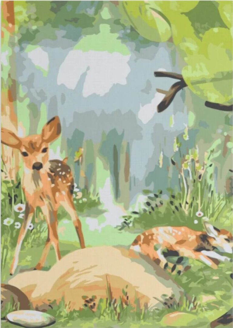 Diamond Painting Herten In Het Bos voorbeeldafbeelding van het volledige ontwerp