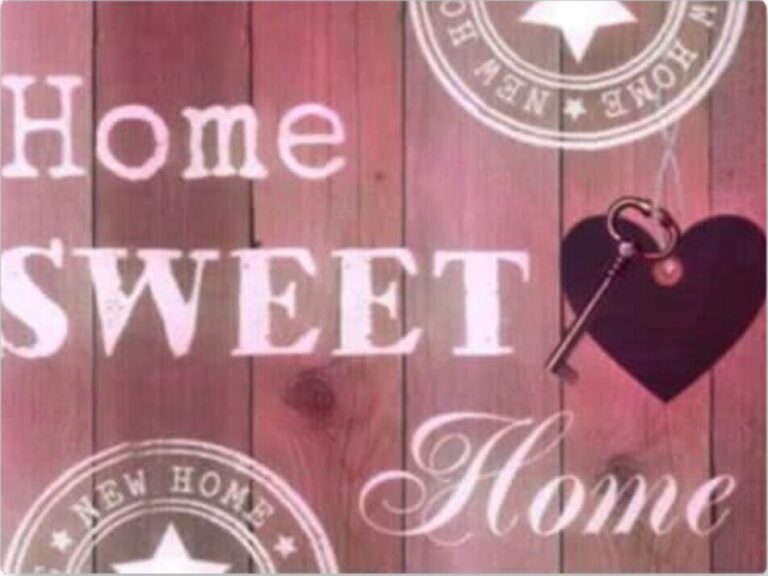 Diamond Painting Home Sweet Home Roze voorbeeldafbeelding van het volledige ontwerp