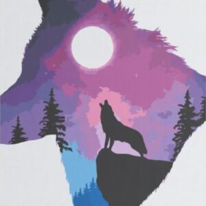 Diamond Painting Huilende Wolf voorbeeldafbeelding van het volledige ontwerp