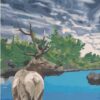 Diamond Painting Jelen u jezera voorbeeldafbeelding van het volledige ontwerp