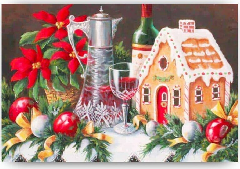 Diamond Painting Kerst stilleven voorbeeldafbeelding van het volledige ontwerp