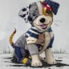 Diamond Painting Kleine puppy van stof voorbeeldafbeelding van het volledige ontwerp