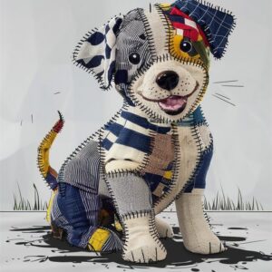 Diamond Painting Kleine puppy van stof voorbeeldafbeelding van het volledige ontwerp