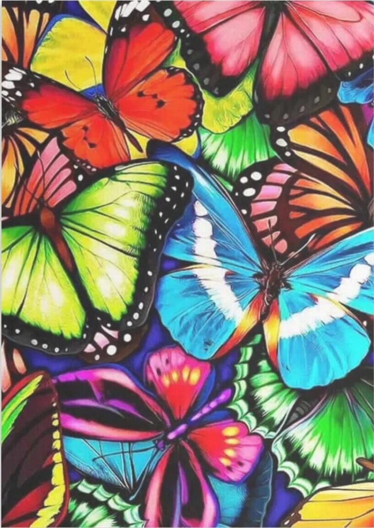 Diamond Painting Kleurrijke Vlinders voorbeeldafbeelding van het volledige ontwerp