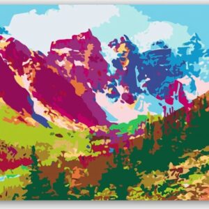 Diamond Painting Kleurrijke bergen voorbeeldafbeelding van het volledige ontwerp