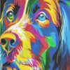 Diamond Painting Kleurrijke hond voorbeeldafbeelding van het volledige ontwerp