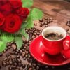 Diamond Painting Koffie, rozen en bonen voorbeeldafbeelding van het volledige ontwerp