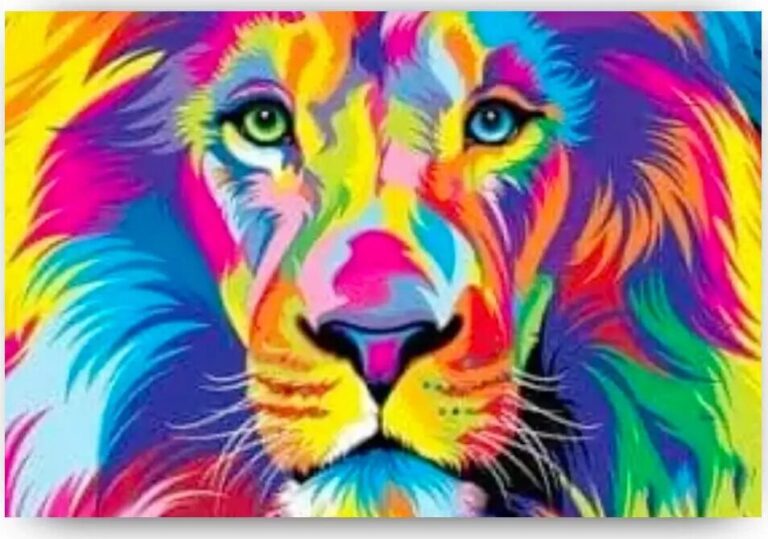 Diamond Painting Leeuw voorbeeldafbeelding van het volledige ontwerp